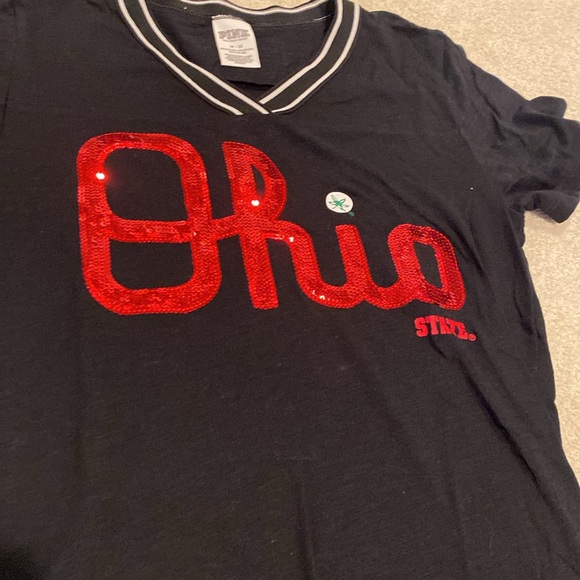 PINK Victoria’s Secret black v neck script Ohio State t-shirt - Picture 3 of 3